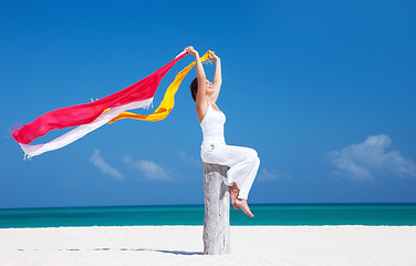 Image showing happy woman on the beach