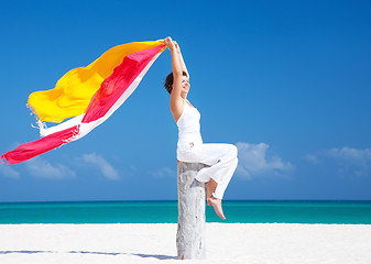Image showing happy woman on the beach