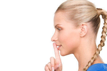 Image showing finger on lips