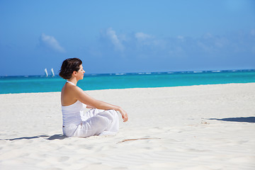 Image showing meditation on the beach