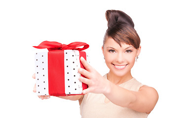 Image showing happy woman with gift box