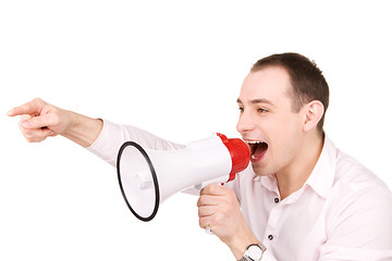 Image showing businessman with megaphone