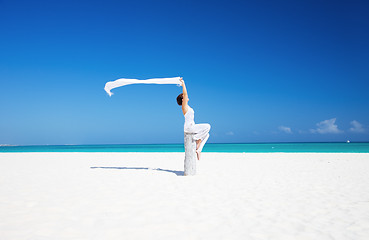 Image showing happy woman on the beach