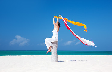 Image showing happy woman on the beach