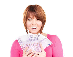 Image showing happy woman with money