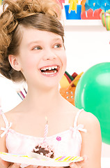 Image showing party girl with cake