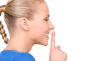 Image showing finger on lips