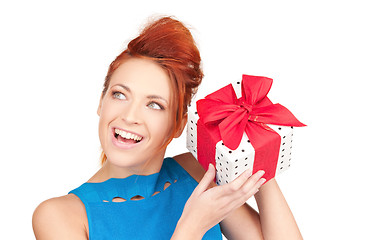 Image showing happy girl with gift box