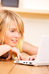 Image showing teenage girl with laptop computer