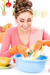 Image showing housewife washing dish