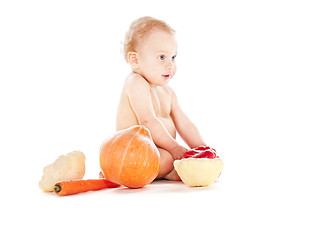 Image showing baby boy with vegetables