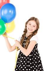 Image showing happy girl with colorful balloons