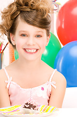 Image showing party girl with cake