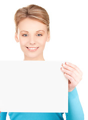 Image showing happy girl with blank board