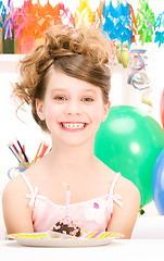 Image showing party girl with cake