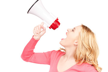 Image showing woman with megaphone