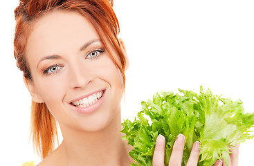 Image showing happy woman with lettuce