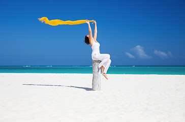 Image showing happy woman on the beach