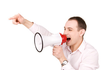 Image showing businessman with megaphone