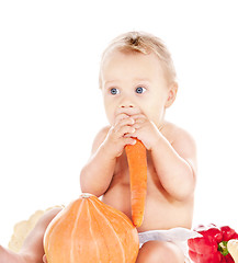 Image showing baby boy with vegetables