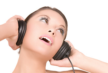 Image showing happy woman in headphones