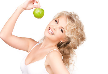 Image showing young beautiful woman with green apple