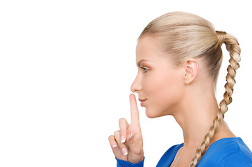 Image showing finger on lips