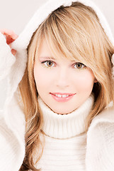 Image showing lovely teenage girl in hoodie