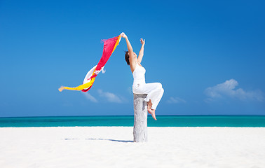 Image showing happy woman on the beach