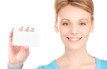 Image showing happy girl with business card