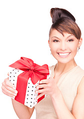 Image showing happy woman with gift box