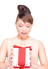 Image showing happy woman with gift box