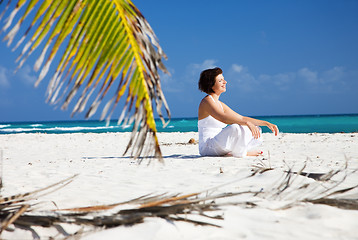 Image showing happy woman on the beach