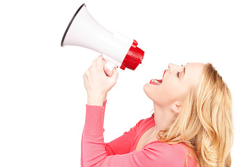 Image showing woman with megaphone