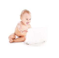 Image showing baby boy with laptop computer