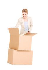 Image showing businesswoman with boxes