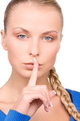 Image showing finger on lips