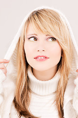 Image showing lovely teenage girl in hoodie