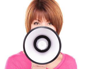 Image showing woman with megaphone