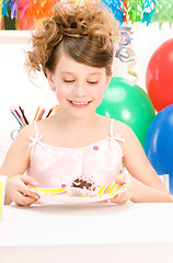 Image showing party girl with cake