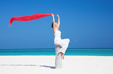 Image showing happy woman on the beach