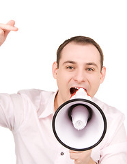 Image showing businessman with megaphone