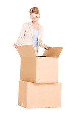 Image showing businesswoman with boxes