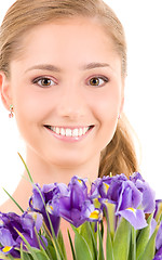 Image showing happy girl with flowers