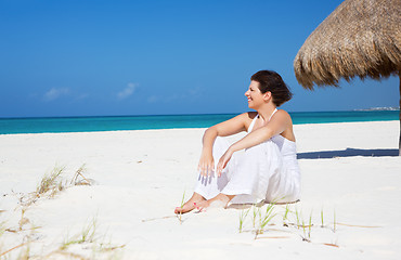 Image showing happy woman on the beach