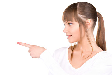 Image showing businesswoman pointing her finger