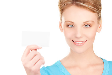 Image showing happy girl with business card