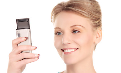 Image showing happy woman with cell phone