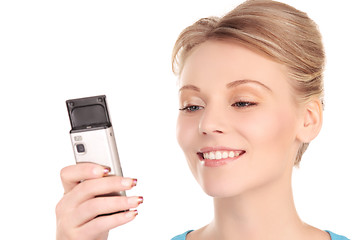 Image showing happy woman with cell phone