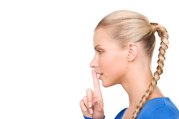 Image showing finger on lips